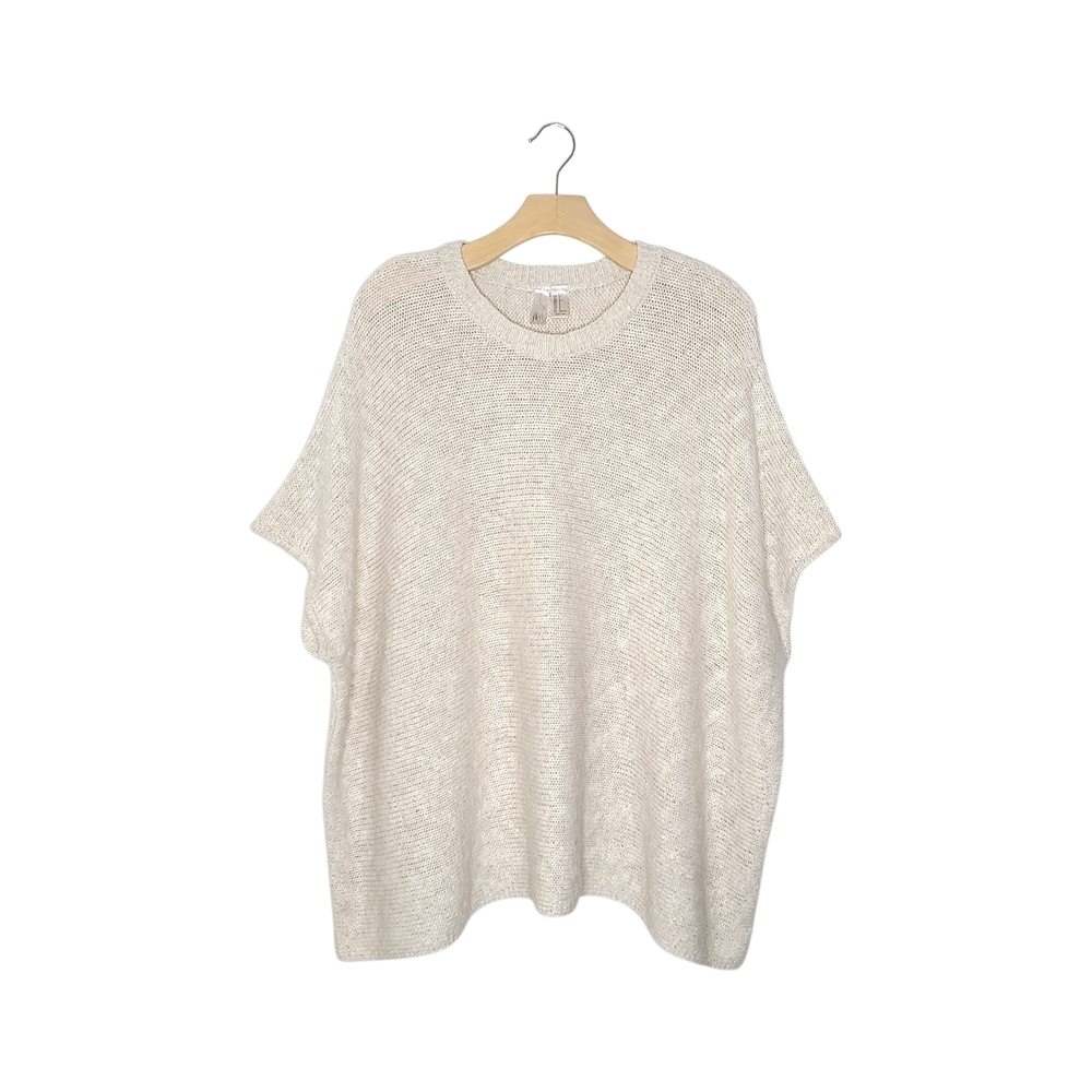 Forever 21 Cream Oversize Short Sleeve Heavy Knit Sweater Top